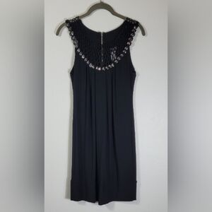 Vintage Bisou Beaded Little Black Dress Size 4/S Black Sleeveless Crochet Y2K 90